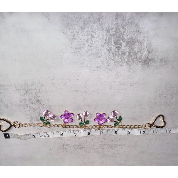 Charmed in Cherries and flowers Purple purse Charm Novelty Chain Strap - Picture 4 of 8